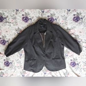 Torrid Three-Quarter Ruched Sleeve Grey Blazer